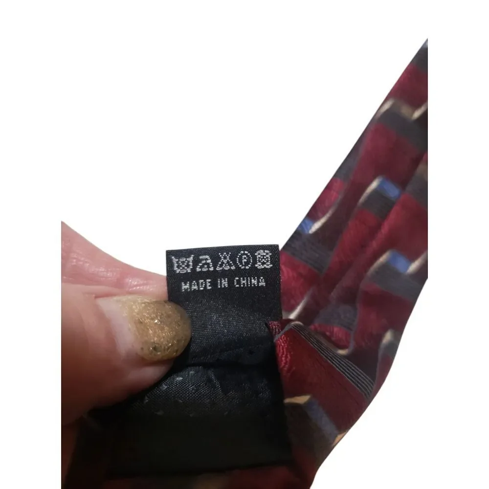 Screenplay by Martin Wong Men Tie Necktie Designer Burgundy Brown Blue Geometric
